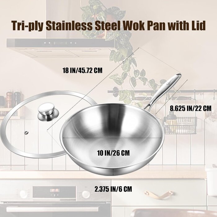 Wok 26 cm en acier inoxydable tri-couche - 33% de remise