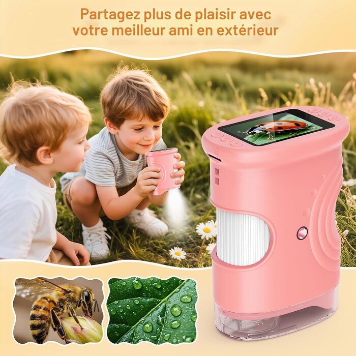Microscope numérique de poche pour enfants, rose - 32% de remise