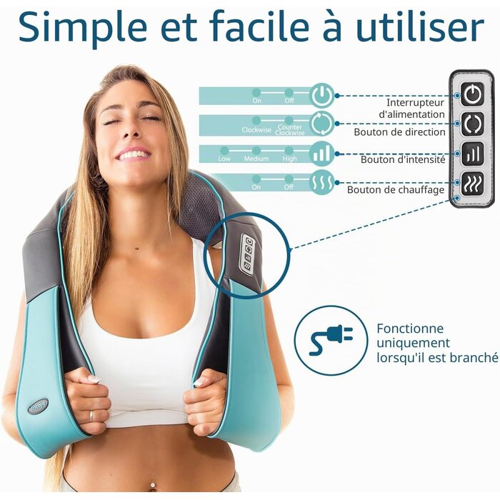 Appareil de massage Shiatsu 3D chauffant - 33% de remise - Déballé bon état
