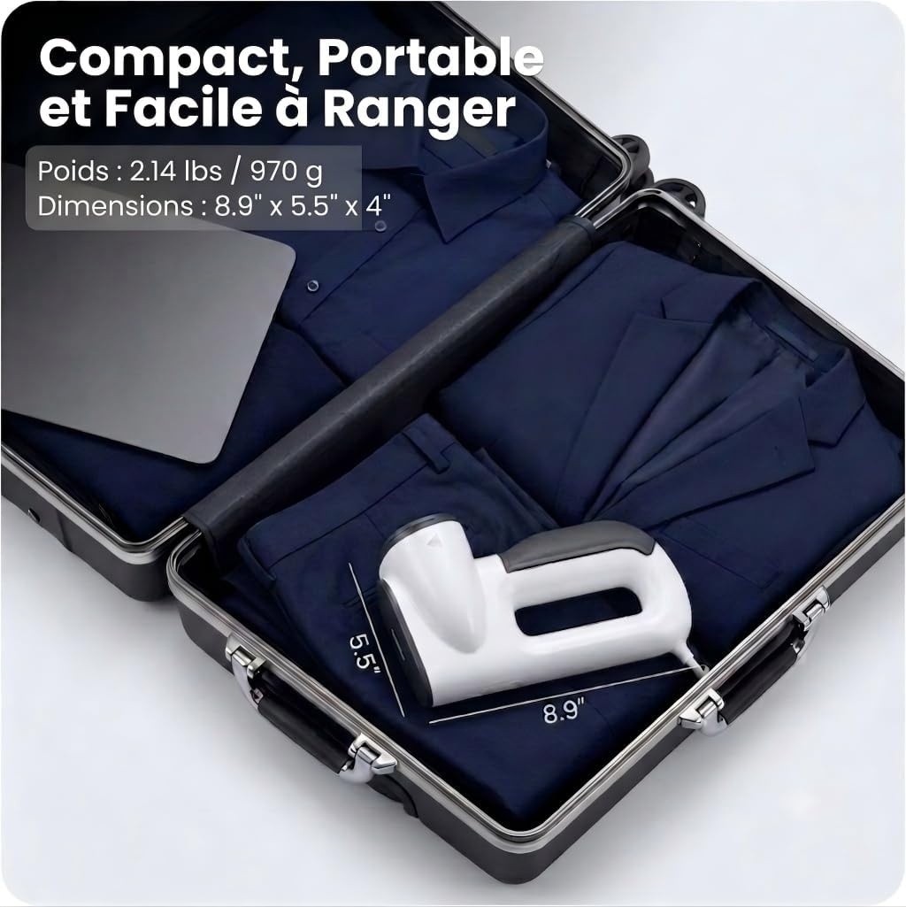 Défroisseur Vapeur Portable 900W - 34% de remise - Blanc