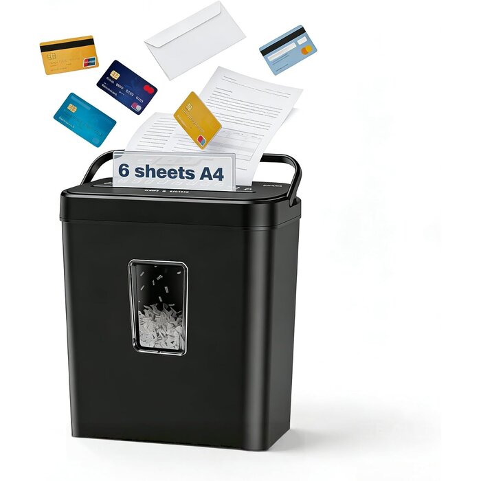 Destructeur de documents P4 - 6 feuilles - 13L - Noir - 33% de remise