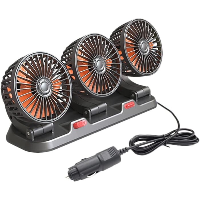 Ventilateur de voiture 24V trois têtes orientable - 33% de remise
