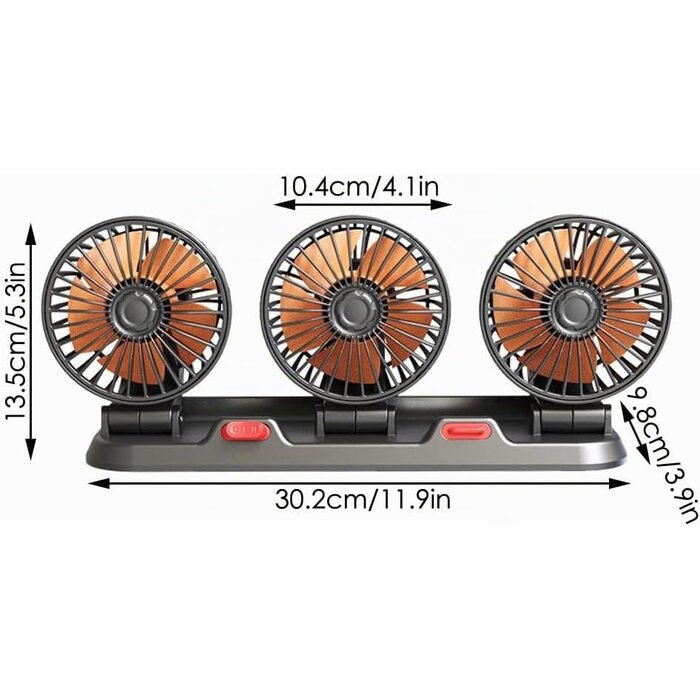 Ventilateur de voiture 24V trois têtes orientable - 33% de remise