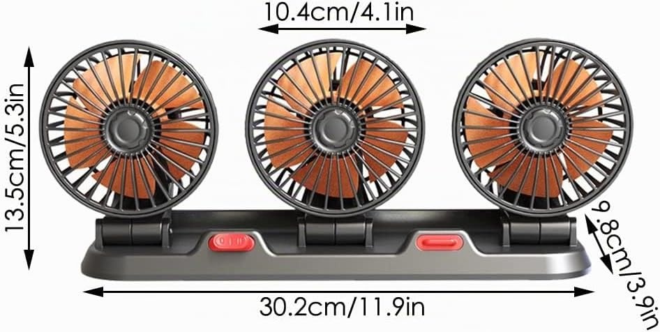 Ventilateur de voiture 24V trois têtes orientable - 33% de remise