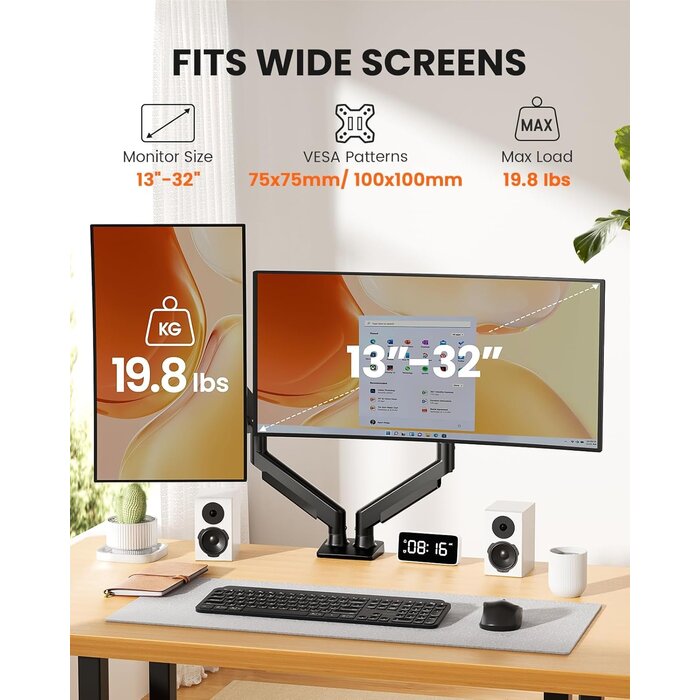 Bras articulé double pour 2 écrans 13-32 pouces - 33% de remise