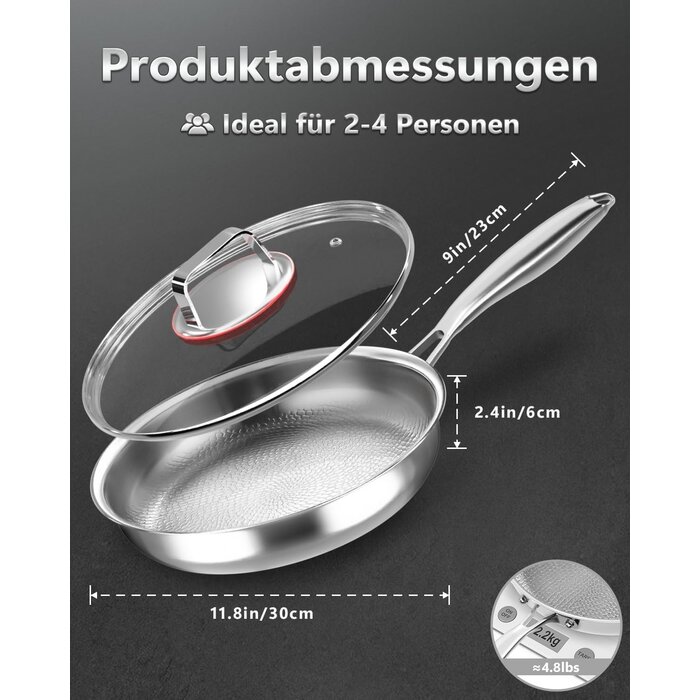 Poêle en acier inoxydable 30 cm - 32% de remise - Tous feux et four