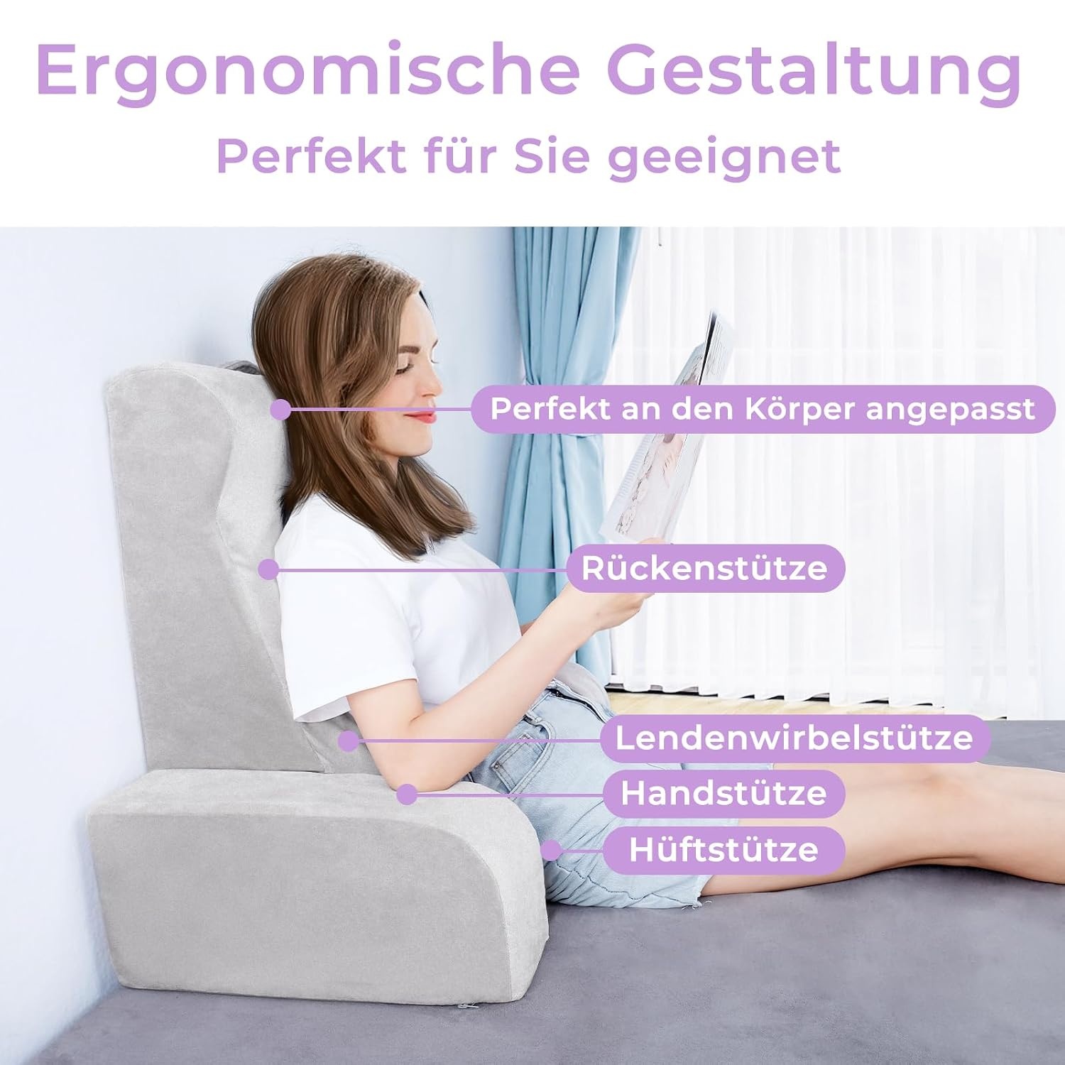 Coussin de lecture ergonomique en velours taille L - 33% de remise