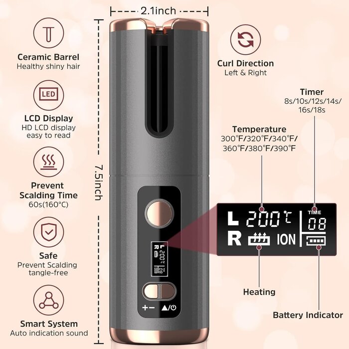 Fer à boucler automatique sans fil - 32% de remise
