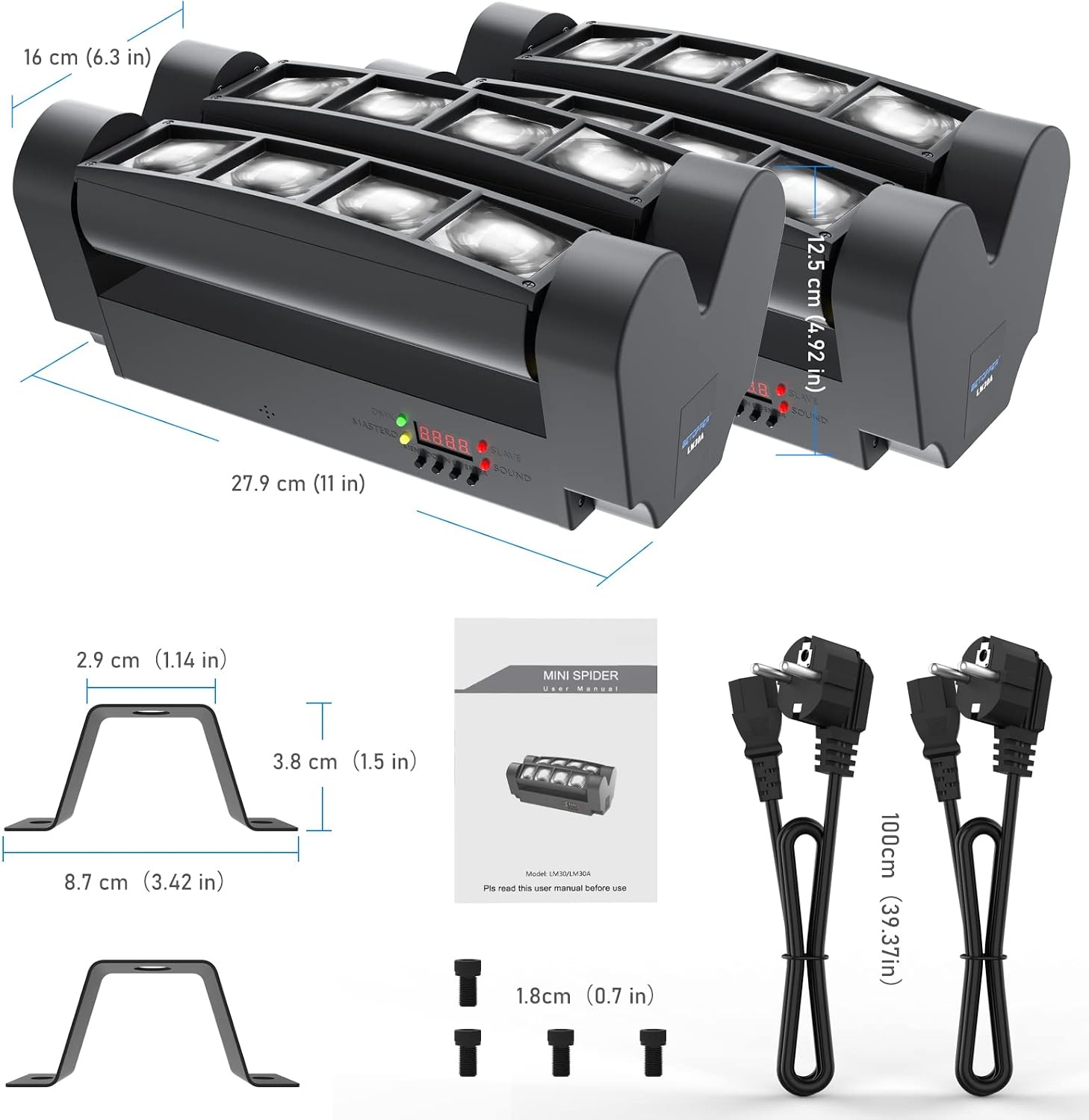 Lot de 2 Projecteurs Moving Head Spider RGBW 8x3W - 35% de remise