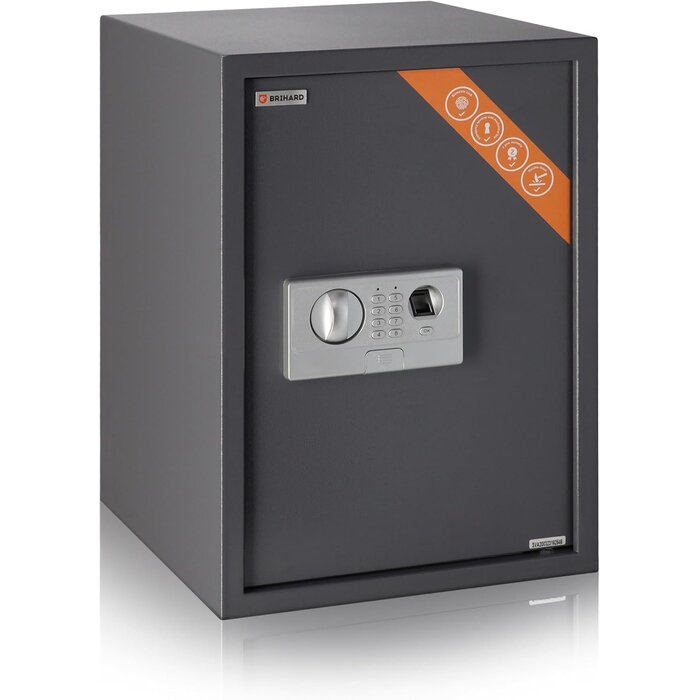 Coffre-fort biométrique 60L - Acier - Gris titane - 35% de remise