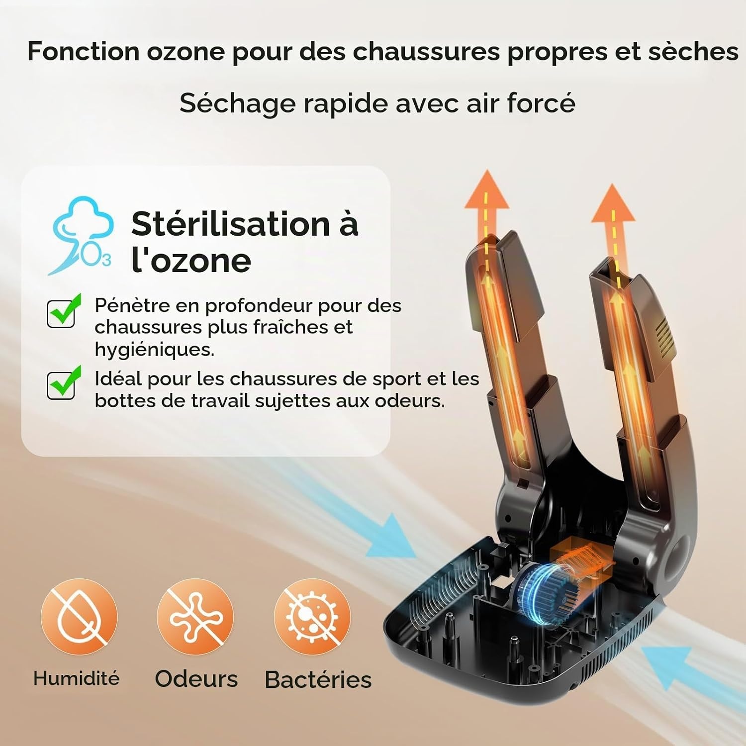 Sèche-chaussures électrique 50°C avec ozone - Noir - 31% de remise