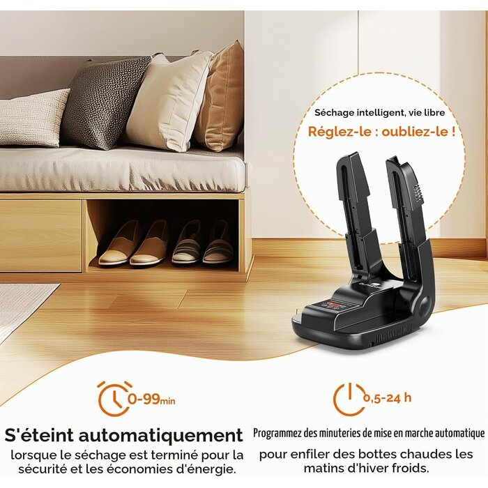 Sèche-chaussures électrique 50°C avec ozone - Noir - 31% de remise