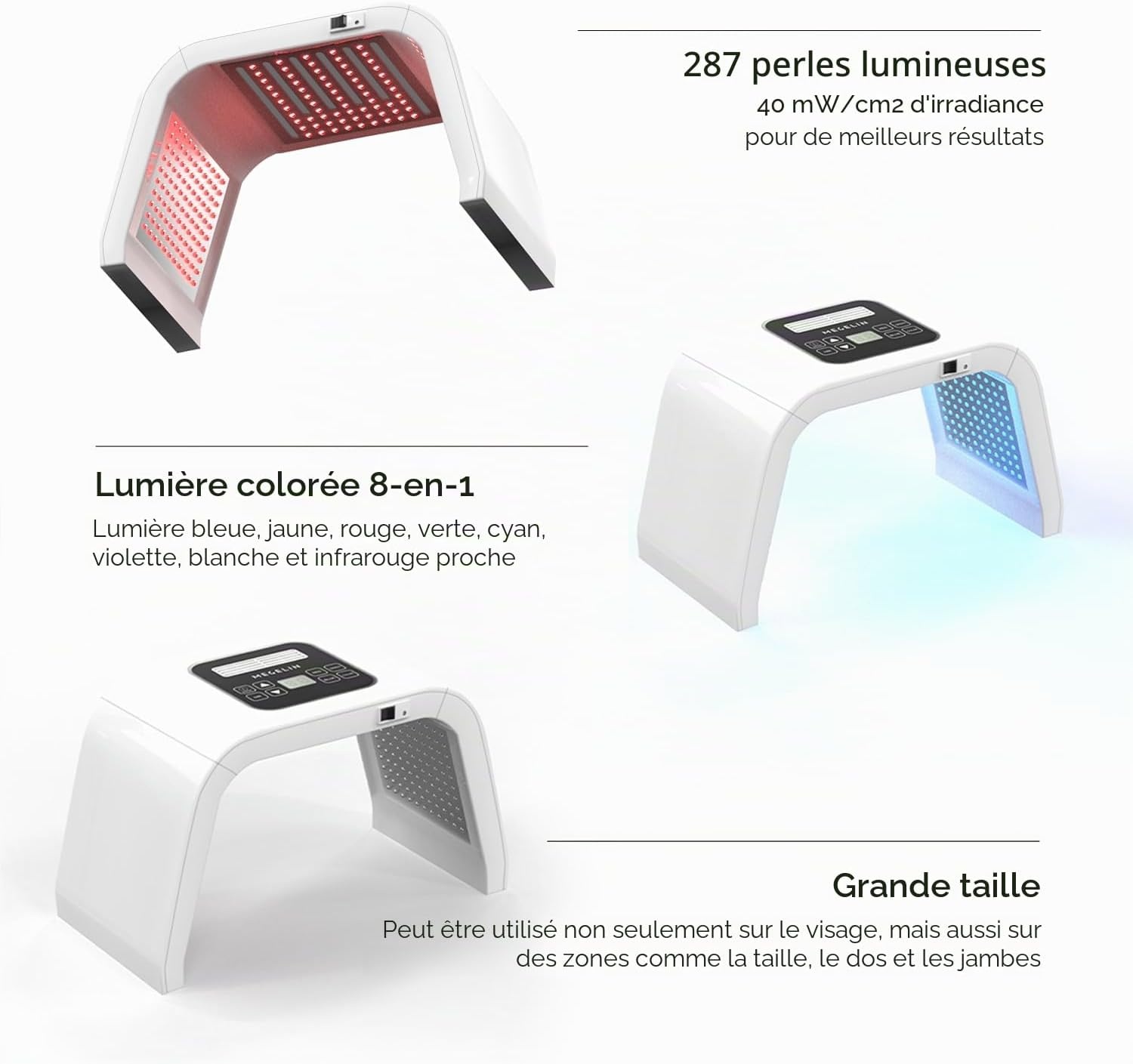 Appareil de luminothérapie LED 8 couleurs - 35% de remise