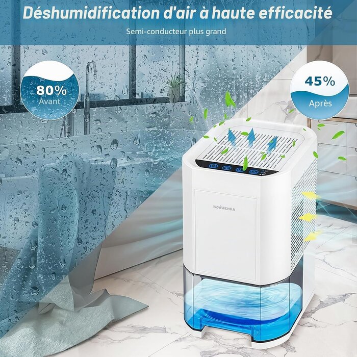 Déshumidificateur 1,2L beige - 33% de remise - Silencieux et LED