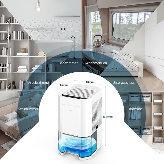 Déshumidificateur 1,2L beige - 33% de remise - Silencieux et LED