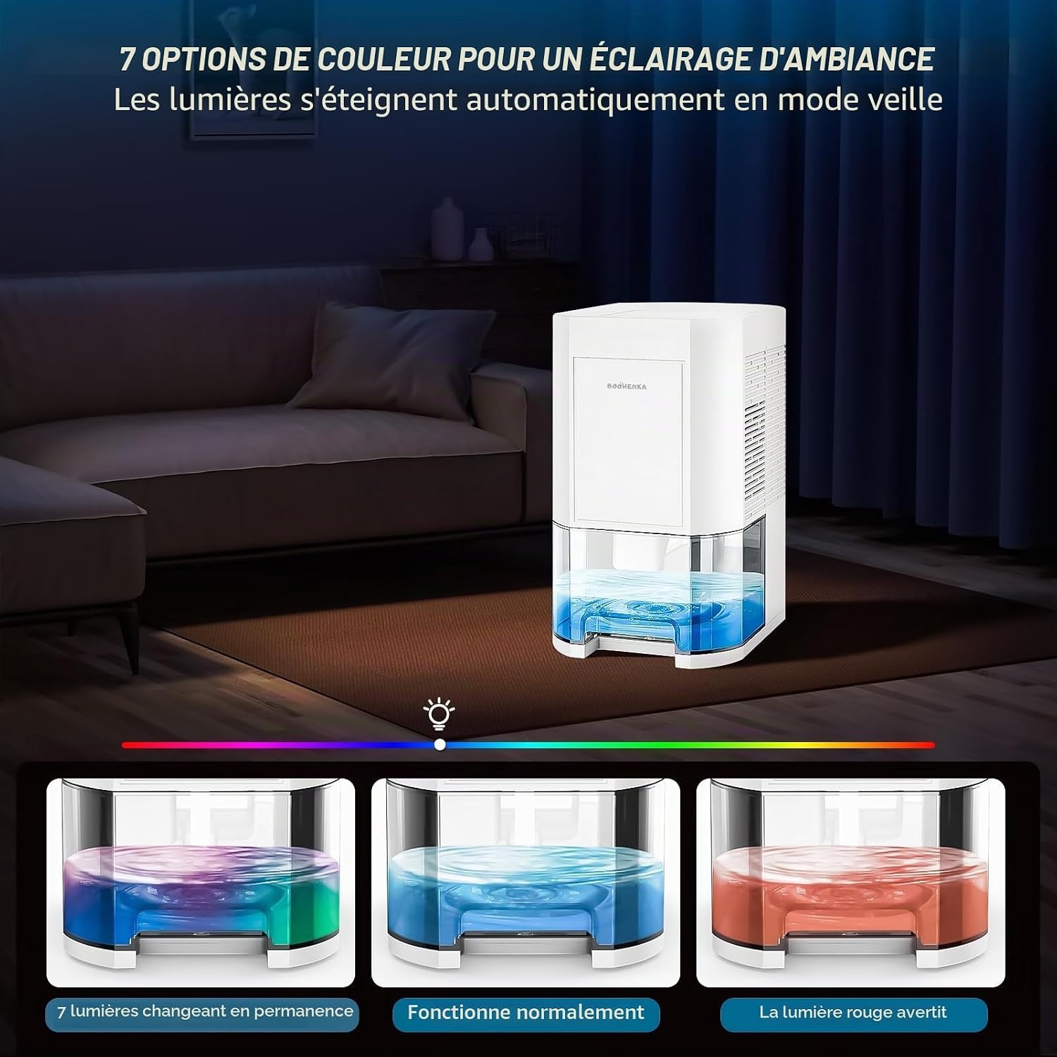 Déshumidificateur 1,2L beige - 33% de remise - Silencieux et LED