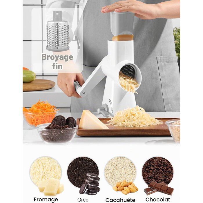 Râpe rotative manuelle pour fromage et légumes - 32% de remise
