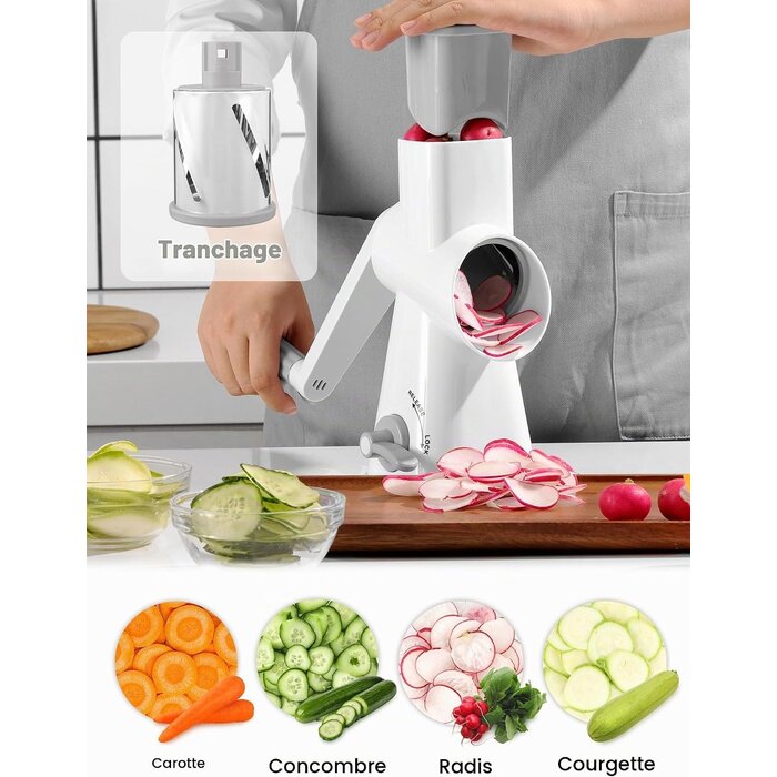 Râpe rotative manuelle pour fromage et légumes - 32% de remise