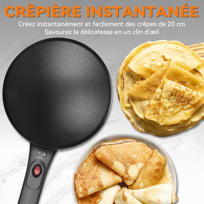 Crêpière électrique 20 cm 800W Graphite - 33% de remise