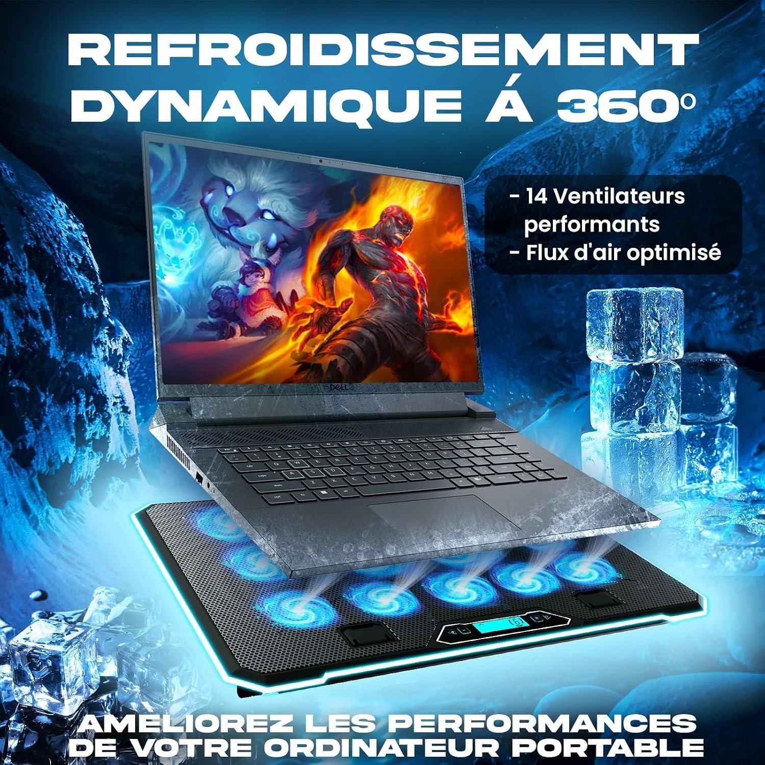 Support PC Portable 17" - 14 ventilateurs RVB - 33% de remise