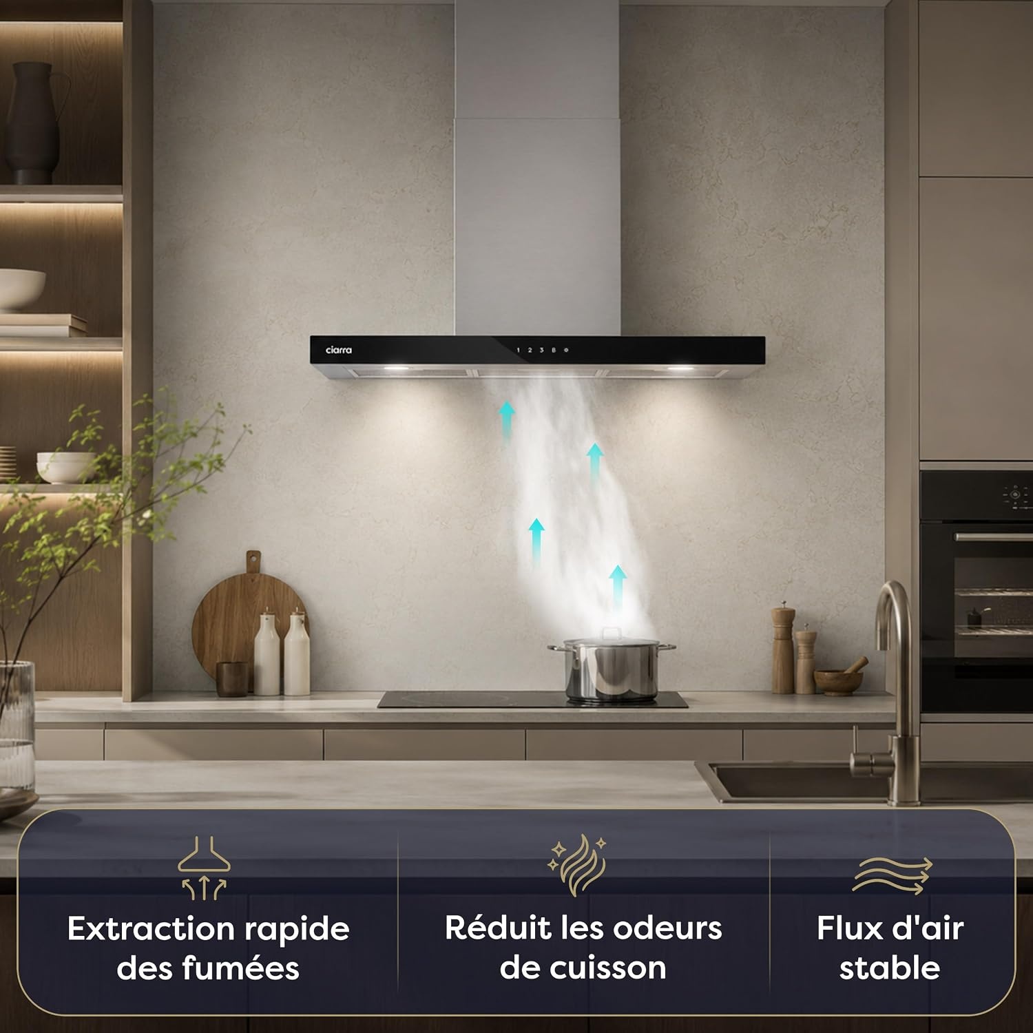 Hotte murale 90 cm Inox, Wi-Fi, A+++ : 35% de remise