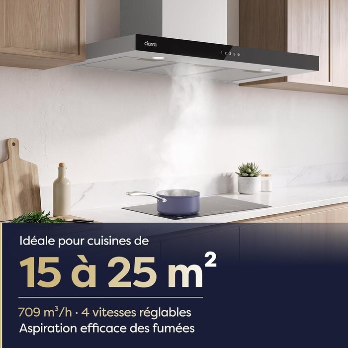 Hotte murale 90 cm Inox, Wi-Fi, A+++ : 35% de remise