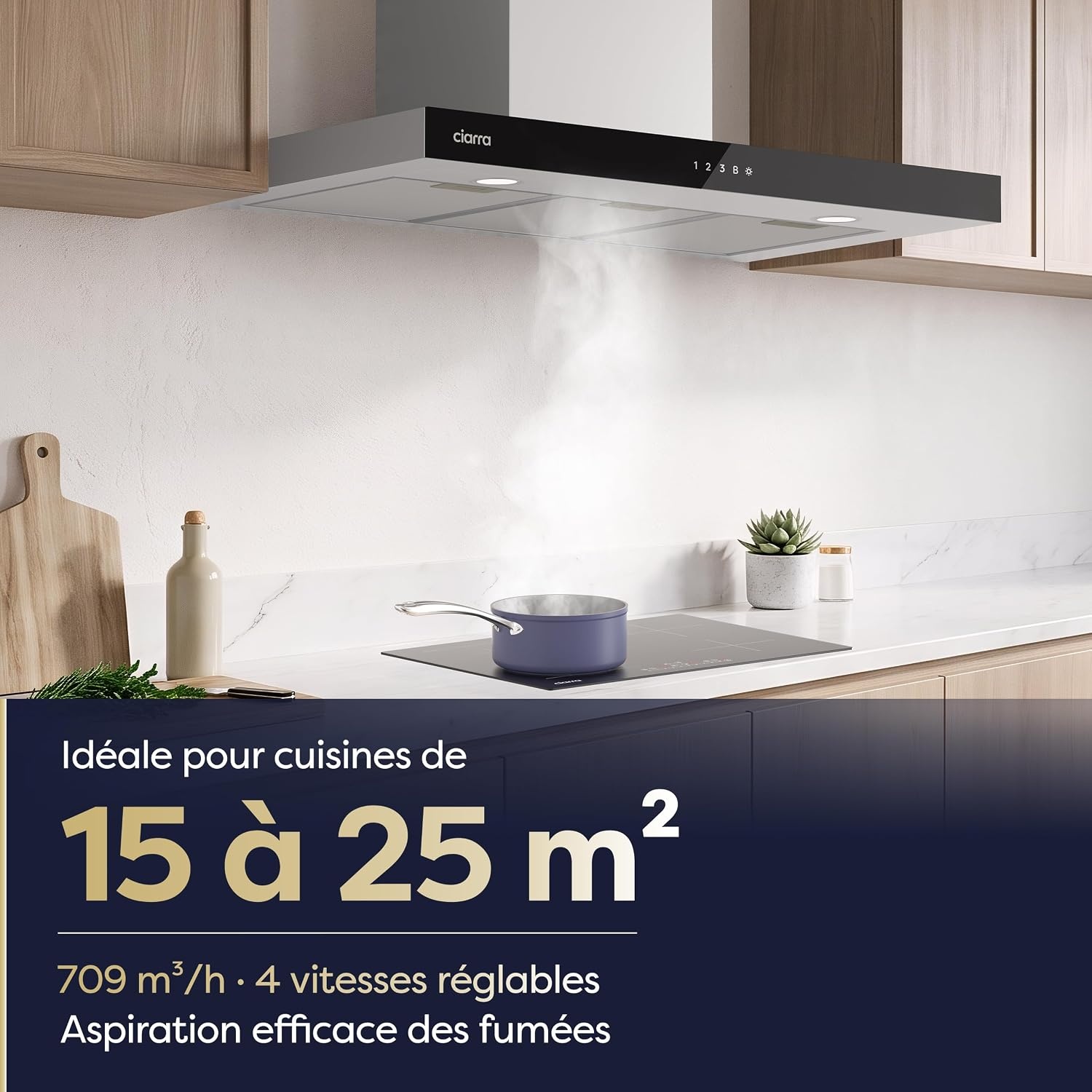 Hotte murale 90 cm Inox, Wi-Fi, A+++ : 35% de remise