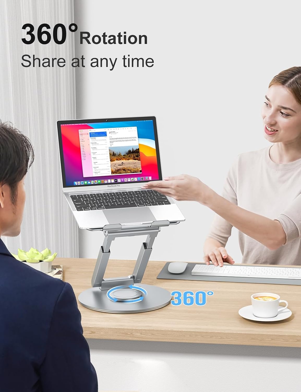Support PC Portable Ergonomique Rotatif 360° - Argent - 34% de remise