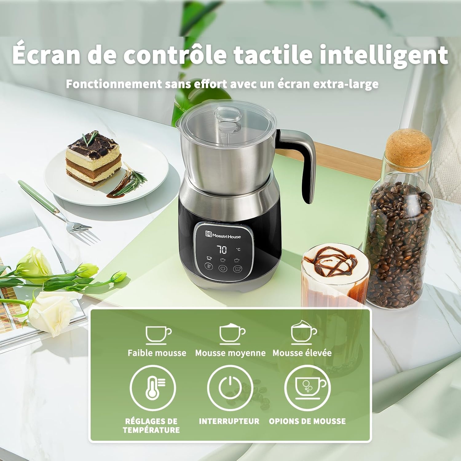 Mousseur à lait électrique 600 ml - 34% de remise - Noir