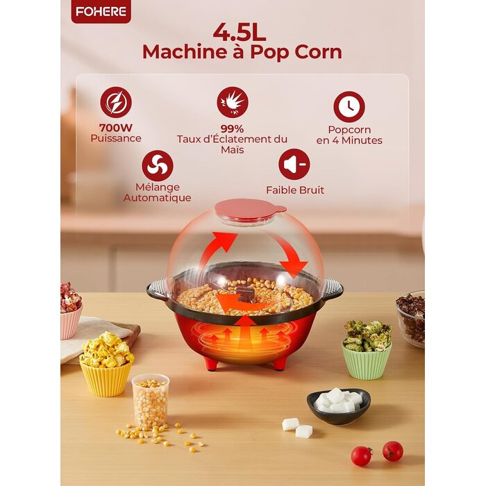 Machine à popcorn 4L rouge - 33% de remise - Déballé bon état
