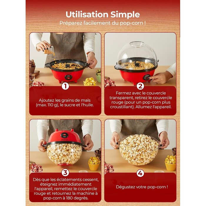 Machine à popcorn 4L rouge - 33% de remise - Déballé bon état