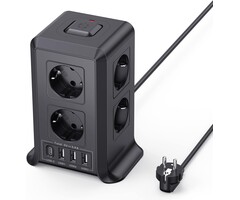 Tour Multiprise 8 Prises & 4 USB - 2M - Noir - 46% de remise