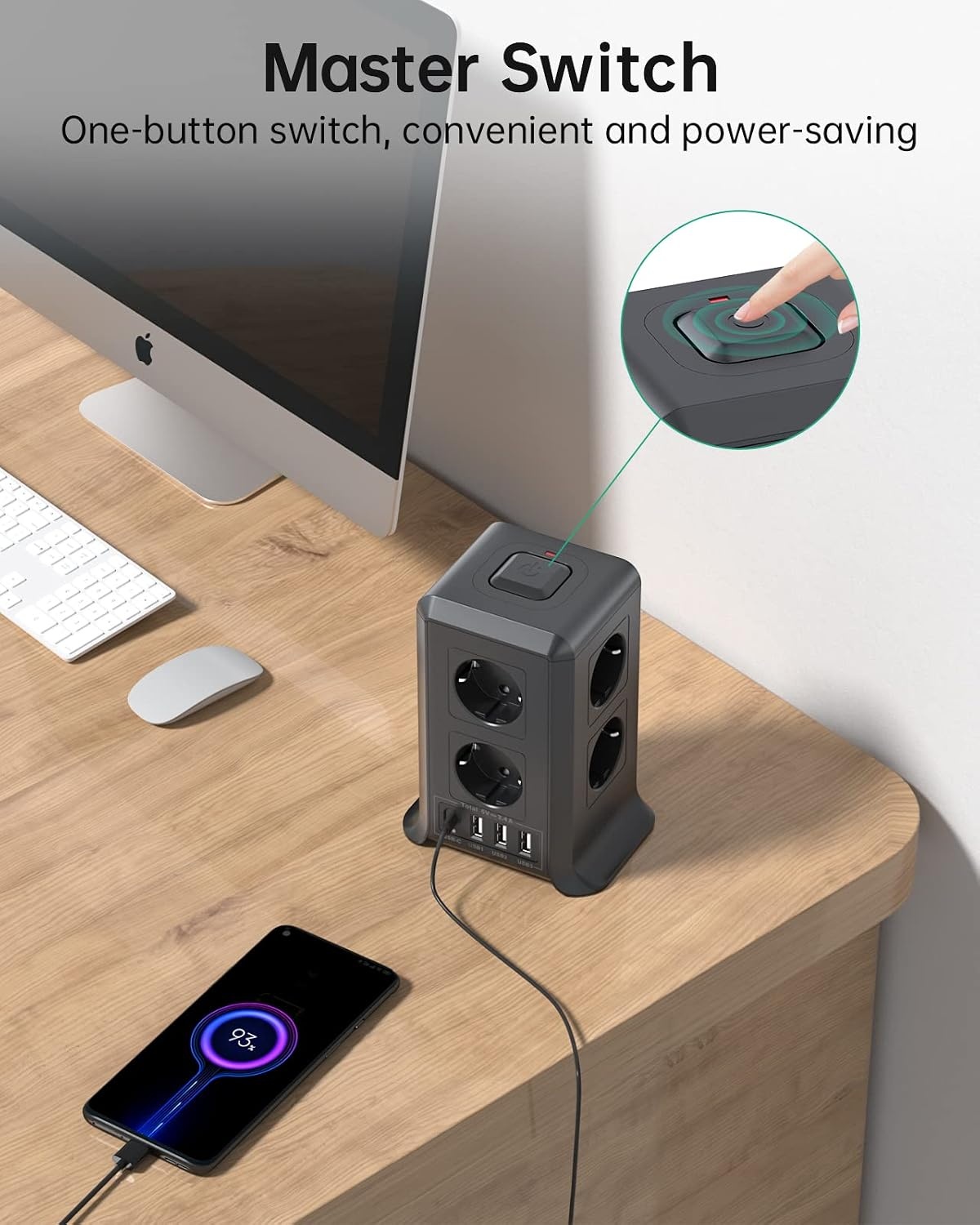 Multiprise verticale 12 en 1 avec 4 ports USB - 32% de remise