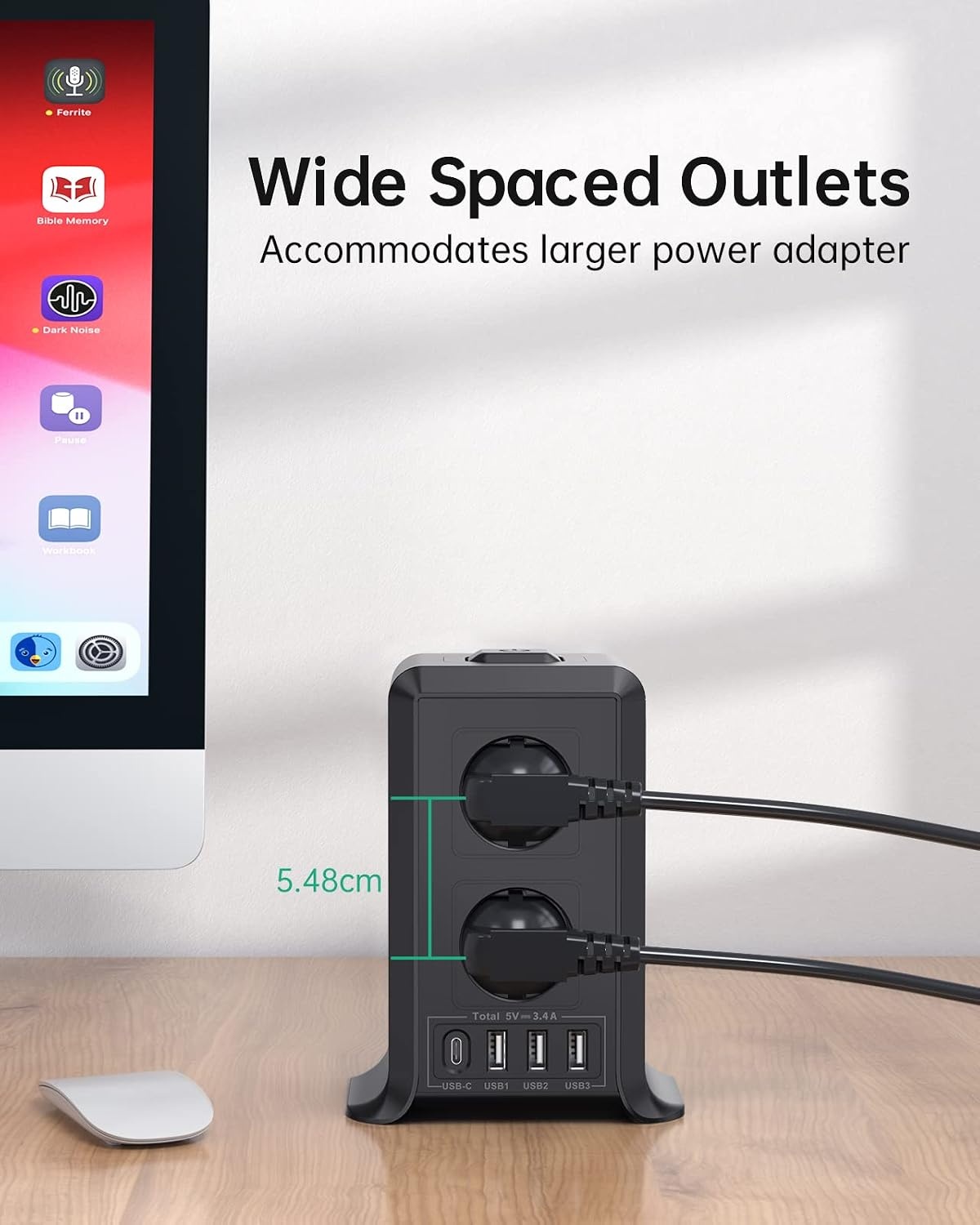 Multiprise verticale 12 en 1 avec 4 ports USB - 32% de remise