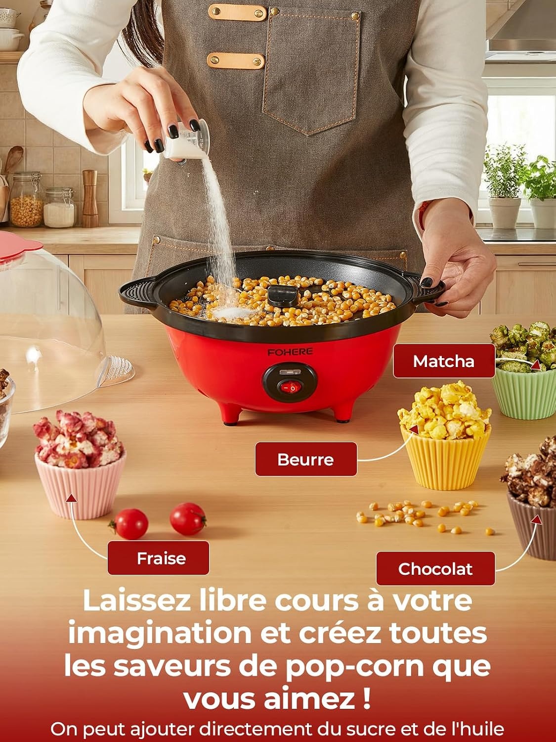 Machine à Popcorn 4L Rouge - Système Mélange - 33% de remise