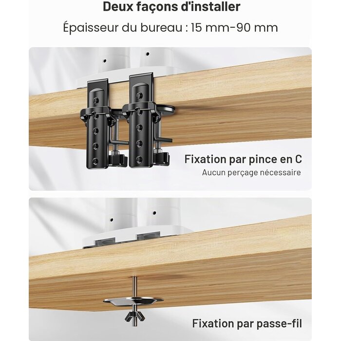 Support double écran ajustable blanc - 34% de remise