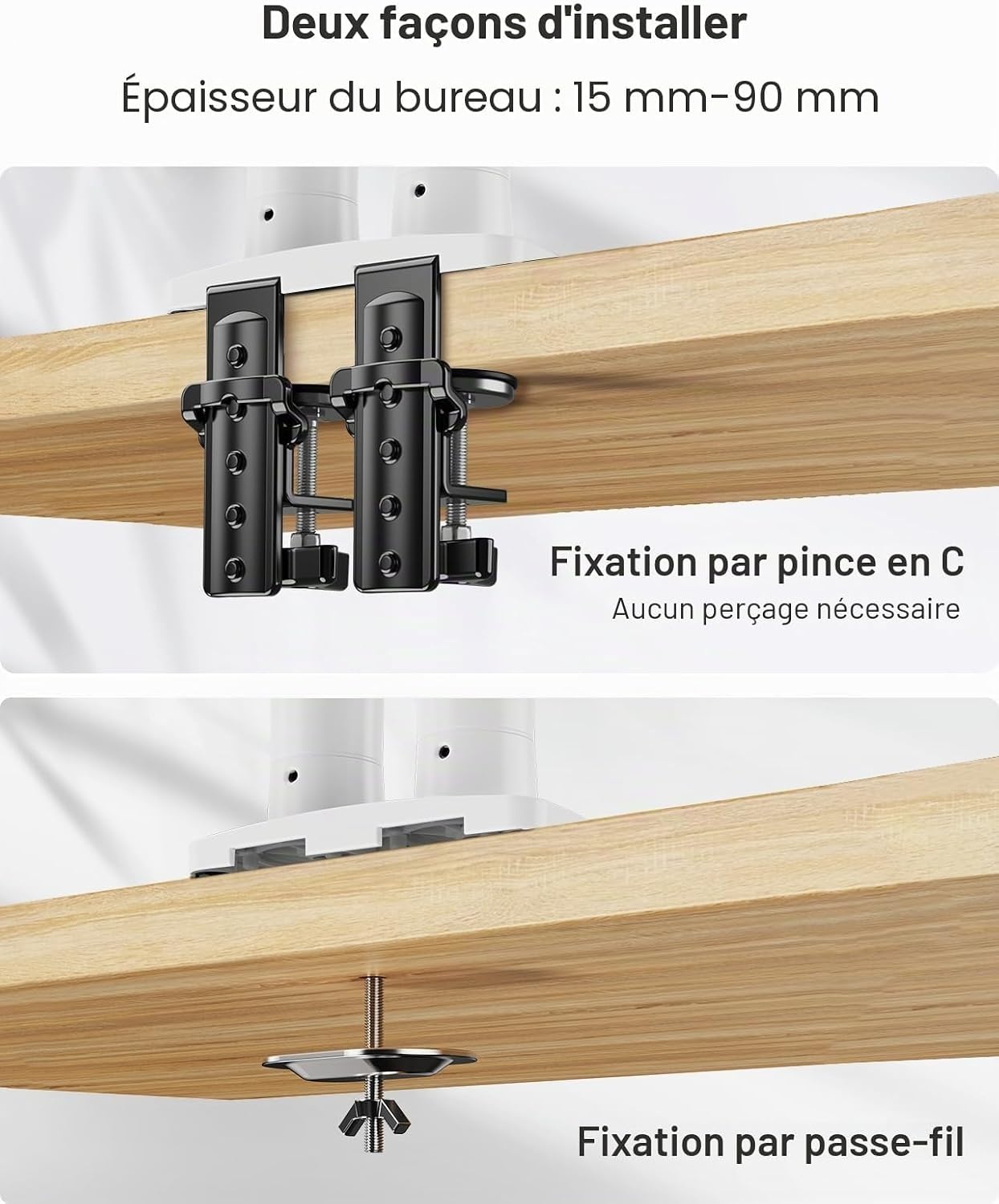 Support double écran ajustable blanc - 34% de remise