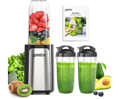 Mini blender 900W avec 3 gourdes - Argent/Noir - 53% de remise