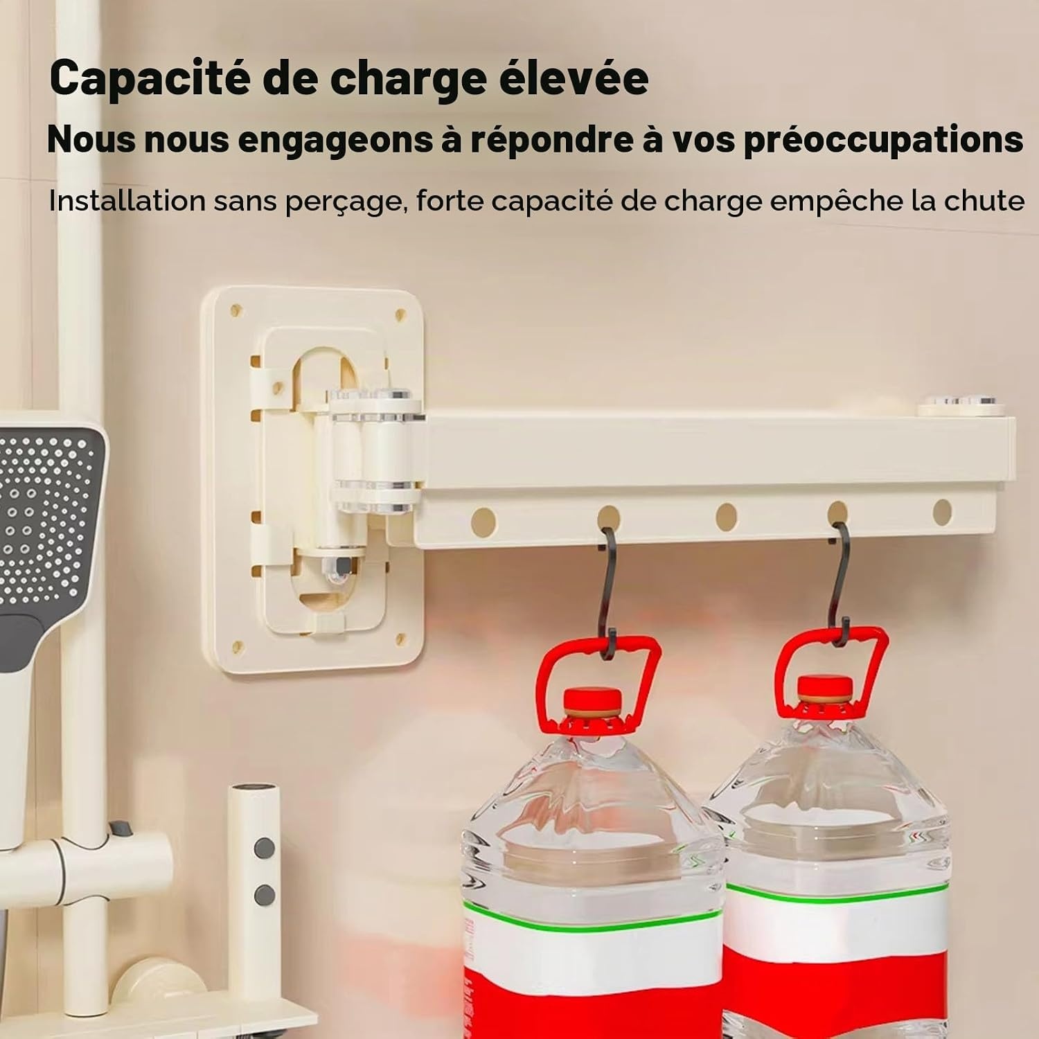 Tringle à rideau de douche pliable 33% de remise - Aluminium Blanc Ivoire