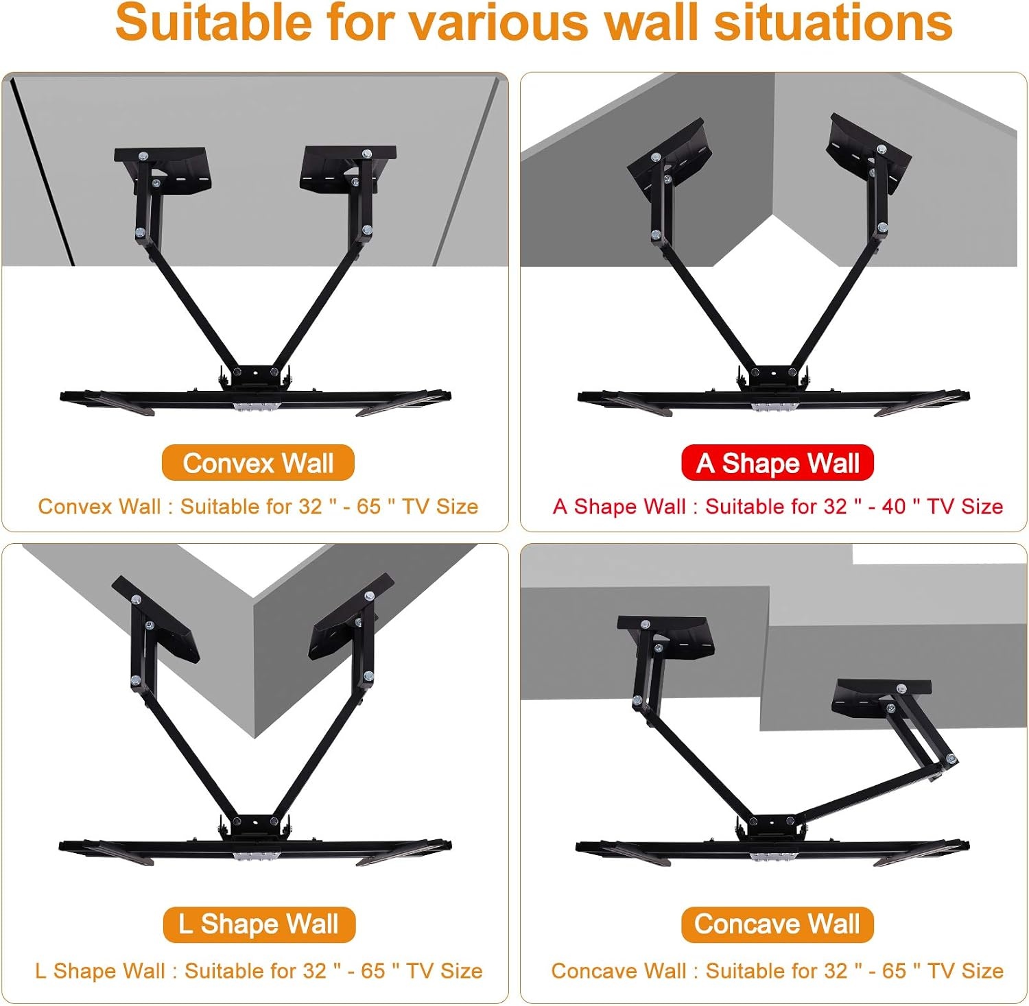 Support mural TV d'angle inclinable 32-65 pouces - 33% de remise