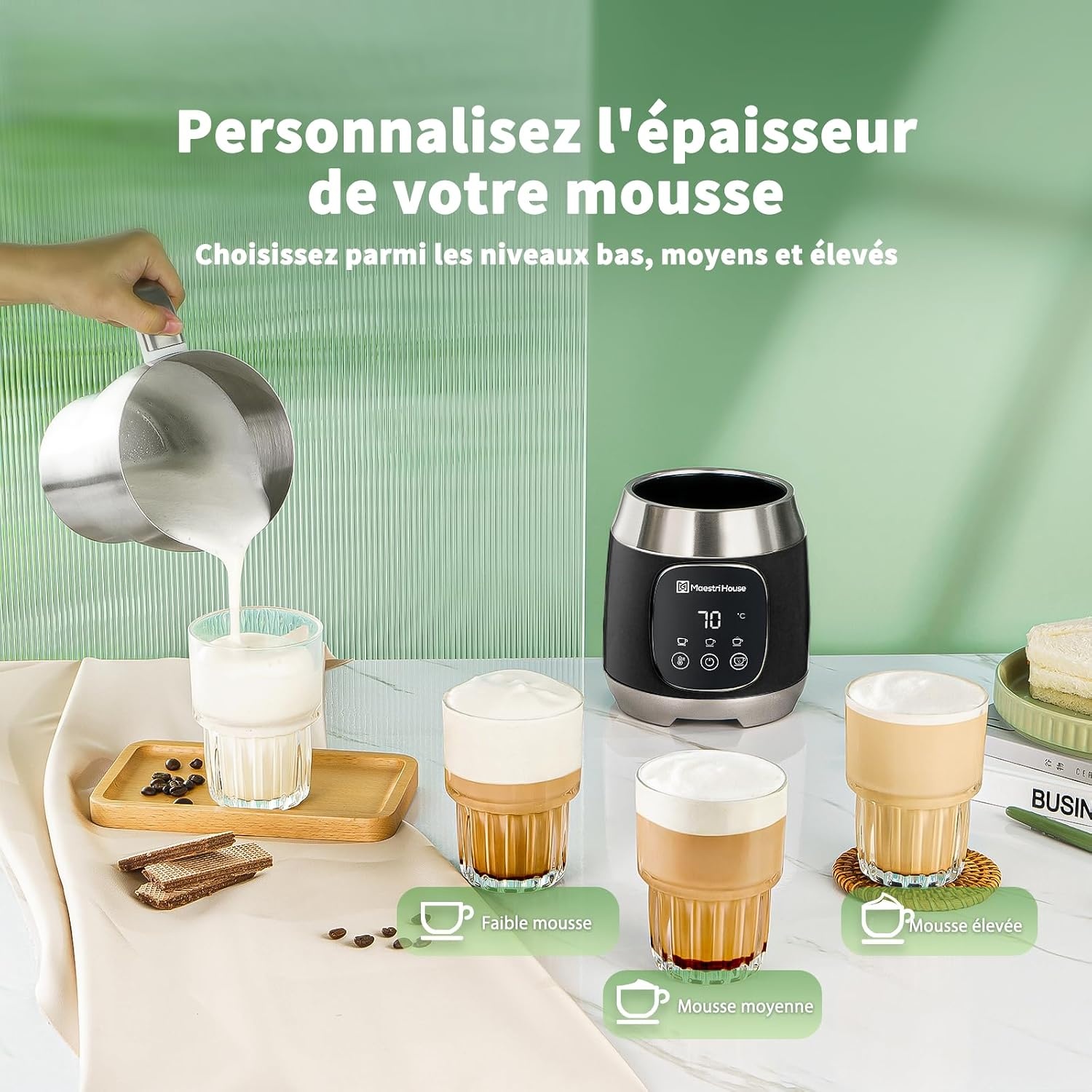 Mousseur à lait électrique 600 ml - Noir - 34% de remise