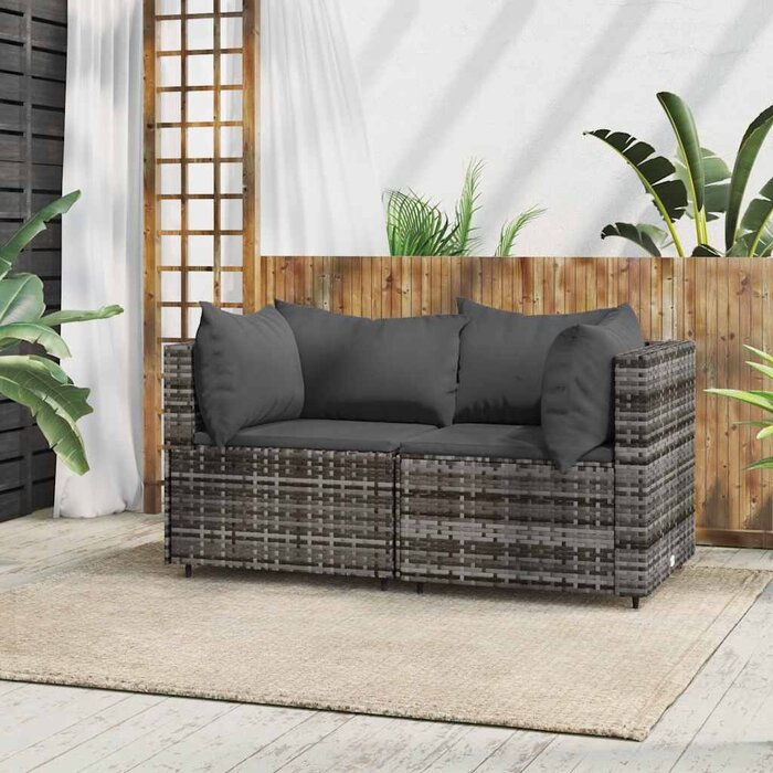 Lot de 2 canapés d'angle de jardin en résine tressée gris - 34% de remise