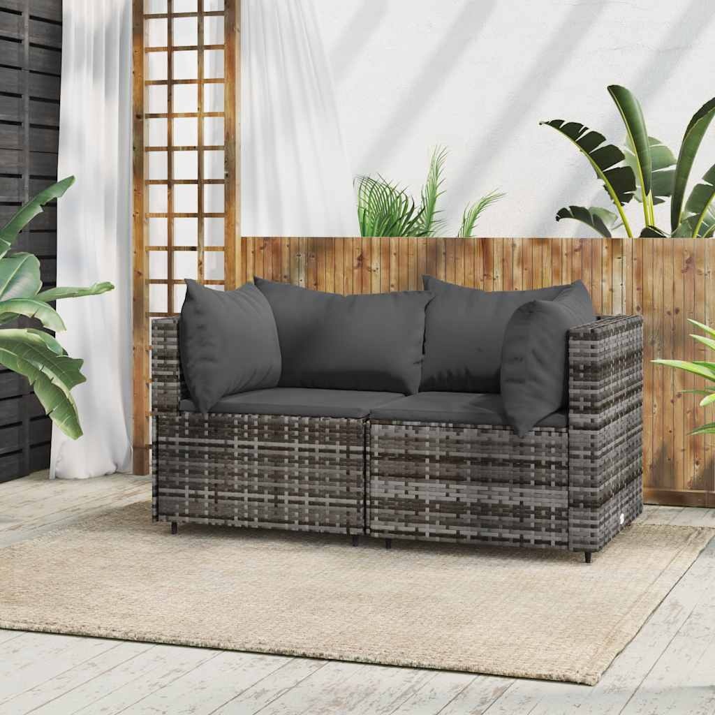 Lot de 2 canapés d'angle de jardin en résine tressée gris - 34% de remise