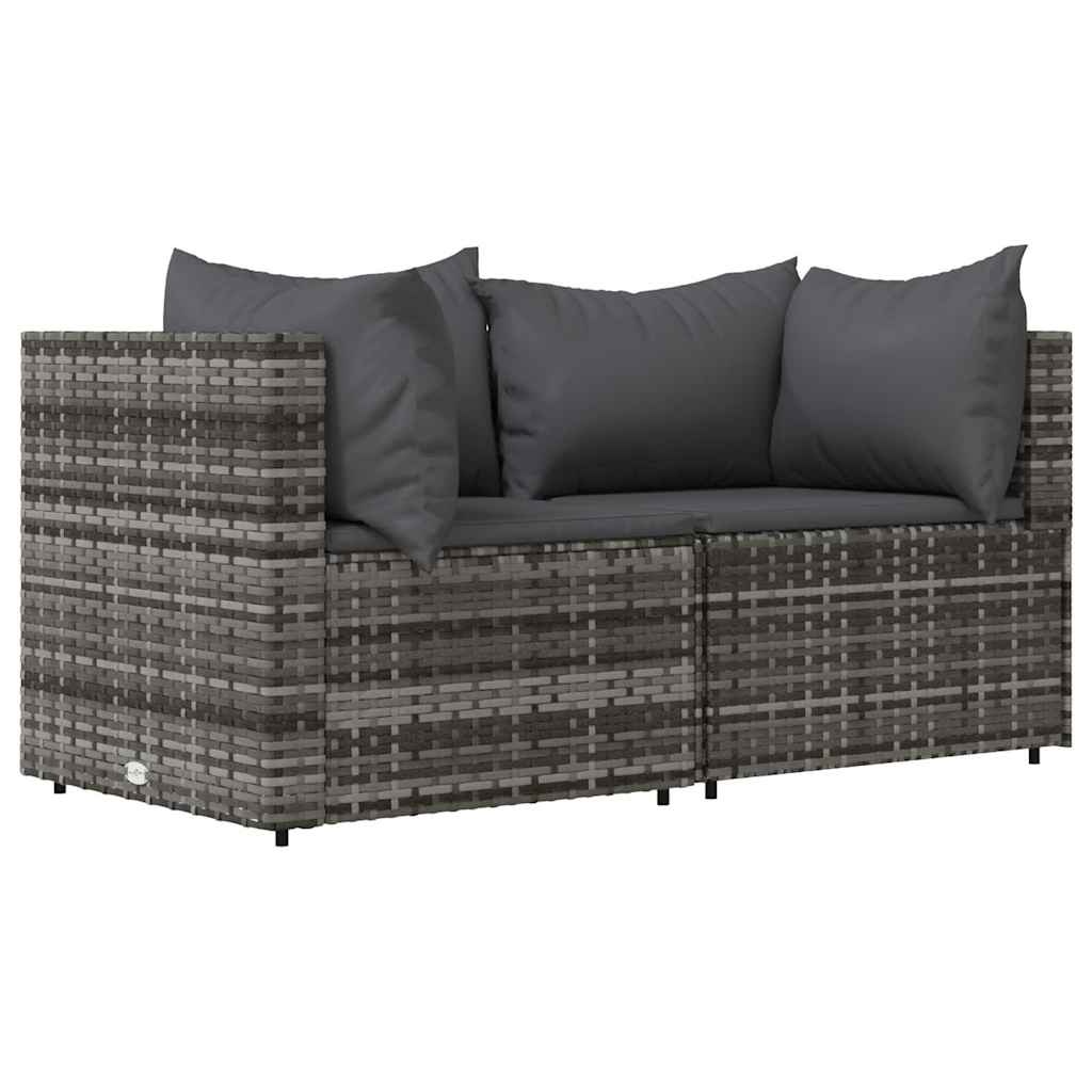 Lot de 2 canapés d'angle de jardin en résine tressée gris - 34% de remise