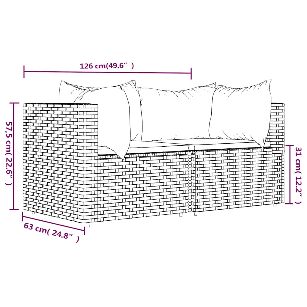 Lot de 2 canapés d'angle de jardin en résine tressée gris - 34% de remise