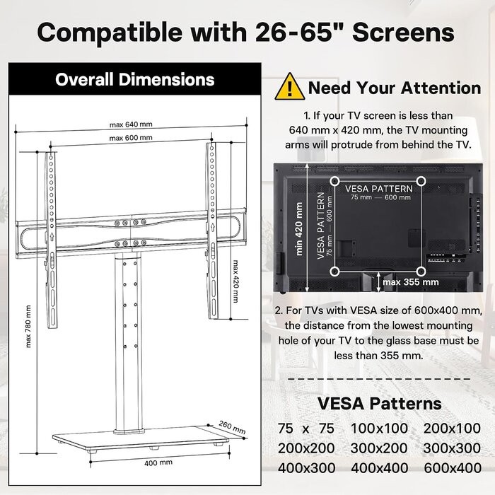 Support TV Universel 32-65 pouces - 27% de remise - Réglable - Verre trempé