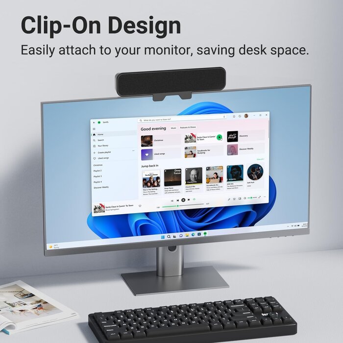 Barre de son PC stéréo 10W - Fixation écran - 32% de remise