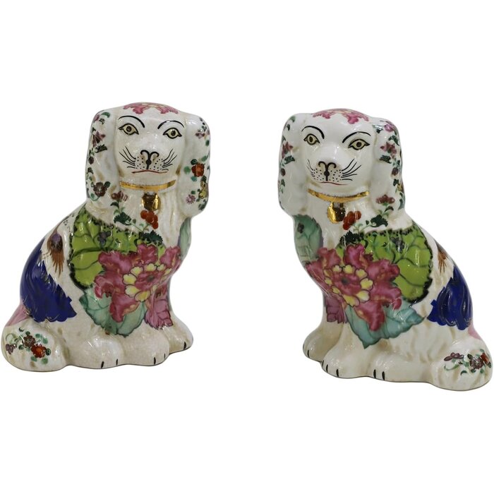 Paire de chiens en porcelaine noire peints à la main - 33% de remise