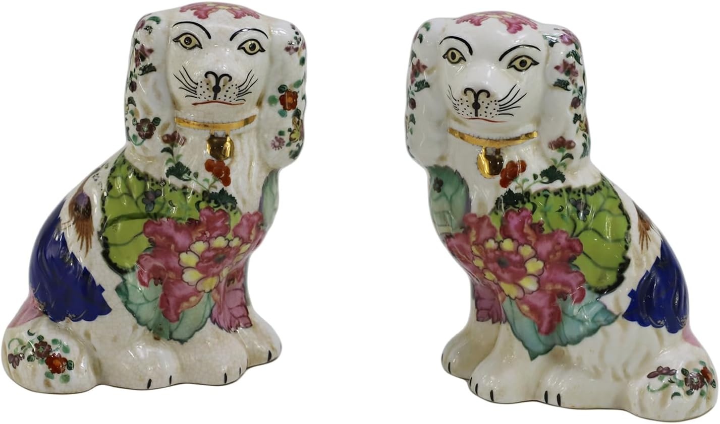 Paire de chiens en porcelaine noire peints à la main - 33% de remise