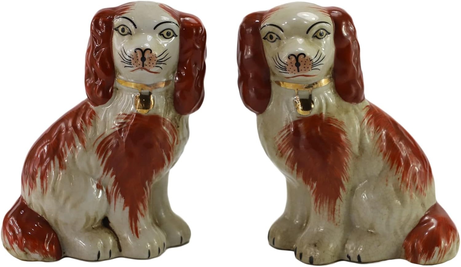 Paire de chiens en porcelaine noire peints à la main - 33% de remise